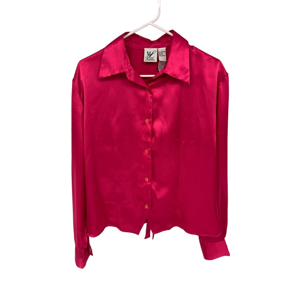 Vintage Maggie Lawrence Bright Red Button Down Shirt Long Sleeve  Size L
